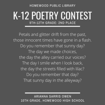 2nd Place - 9th-12th - K-12 Poetry Contest
