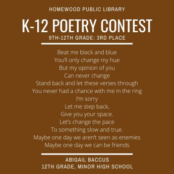 3rd Place - 9th-12th - K-12 Poetry Contest