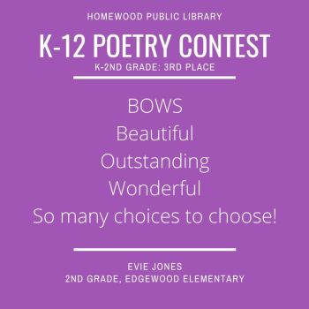 3rd place - K-2 - K-12 Poetry Contest
